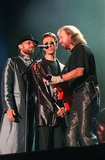 The Bee Gees performing during the disco era