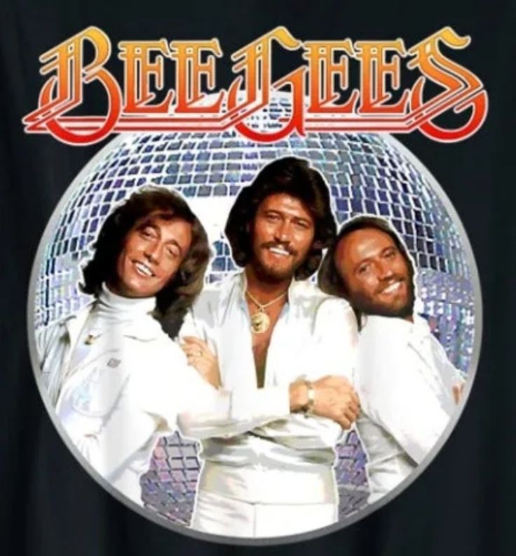 The Bee Gees performing Stayin Alive during the disco era
