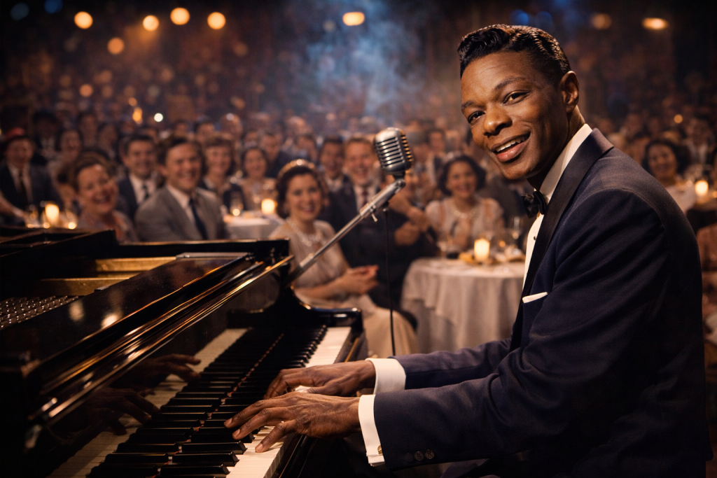 Nat King Cole at the piano during the period that highlighted his jazz roots
