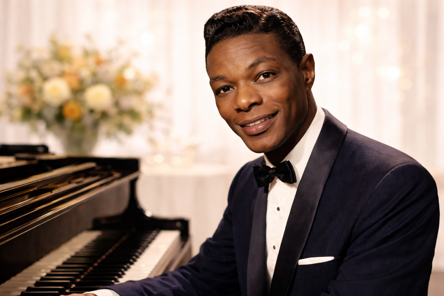 Nat King Cole portrait during the era that made him a timeless American music icon